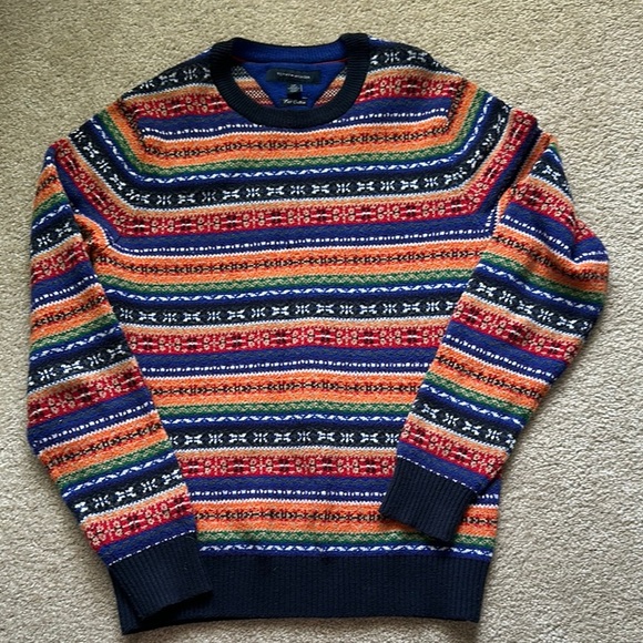 Tommy Hilfiger Colorful Striped Ski Lux Cotton Pullover Sweater Mens Small - Picture 1 of 8